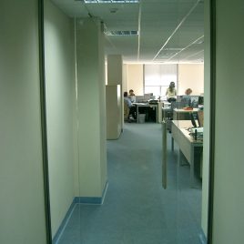 Γυάλινη πόρτα με σκελετό inox